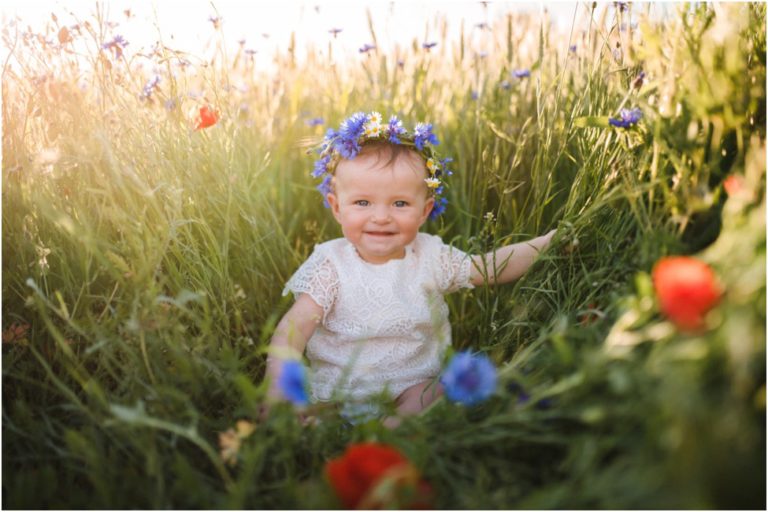baby girl in the wheat field