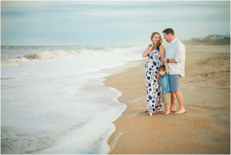 Family of soon to be four. Maternity Beach Session Jacksonville. Ponte Vedra Family Photographer. Jacksonville family session. Sunset Family pictures by Florida photographer. Jacksonville beach family photographer