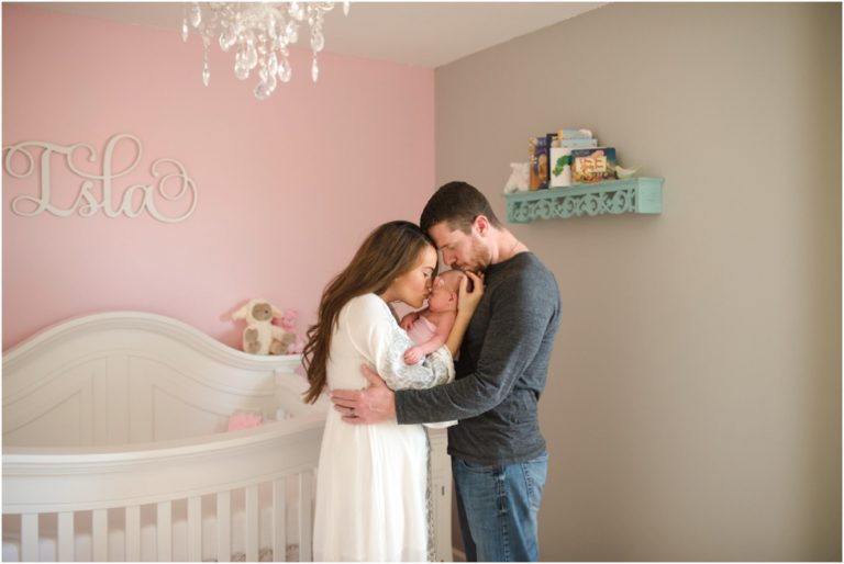 Sweet Newborn session. Jacksonville baby photographer. 7 days old baby girl with her parents. At home newborn session. St. Augustine, Ponte Vedra, Atlantic Beach newborn photographer