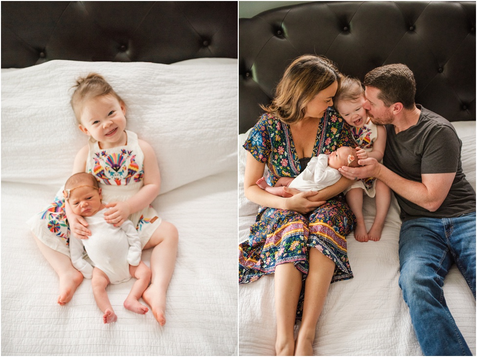 Sweetest newborn session. Jacksonville newborn and family photographer Florida. Big sister loving on her new sibling. First 48 hours at home baby session. Family Ponte Vedra, Atlantic Beach, St. Augustine, Florida