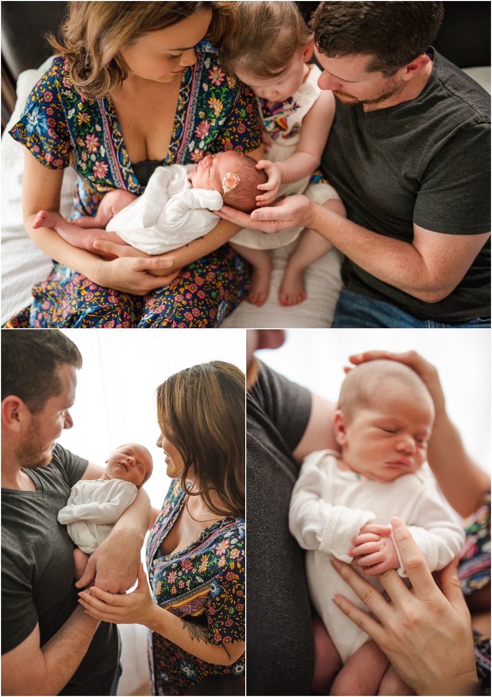 Sweetest newborn session. Jacksonville newborn and family photographer Florida. Big sister loving on her new sibling. First 48 hours at home baby session. Family Ponte Vedra, Atlantic Beach, St. Augustine, Florida