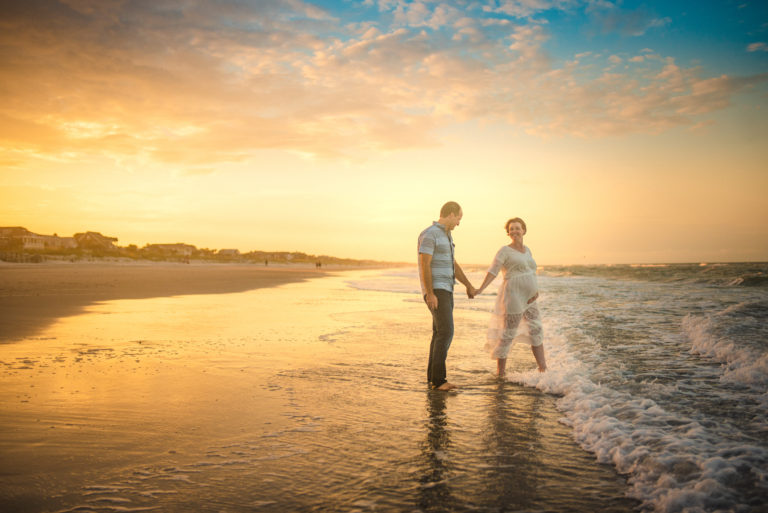 Warm sunset maternity session | Atlantic Beach pregnancy photos