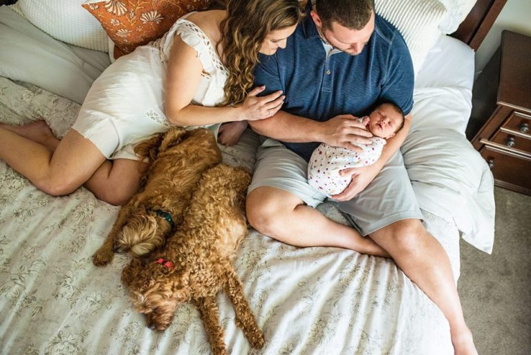 Jacksonville newborn baby photographer | Baby girl with her family at Jax home