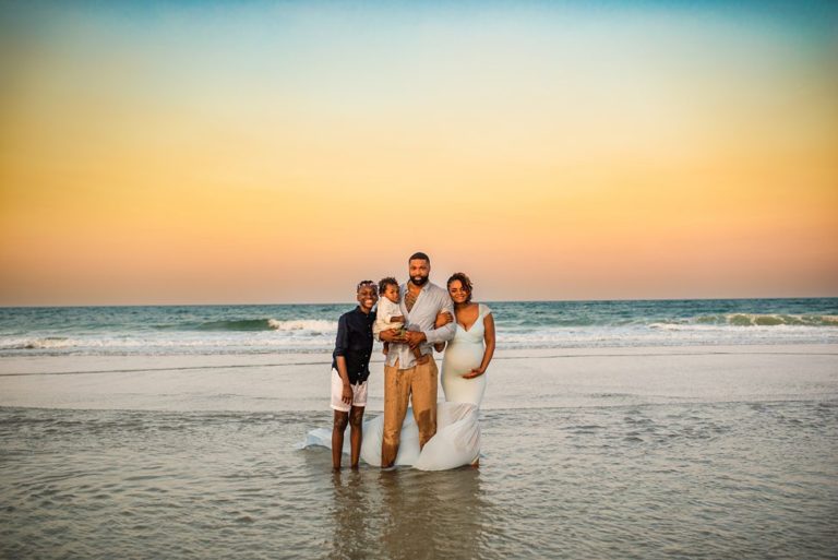 Sunset Atlantic Beach maternity session. Jacksonville family photography.