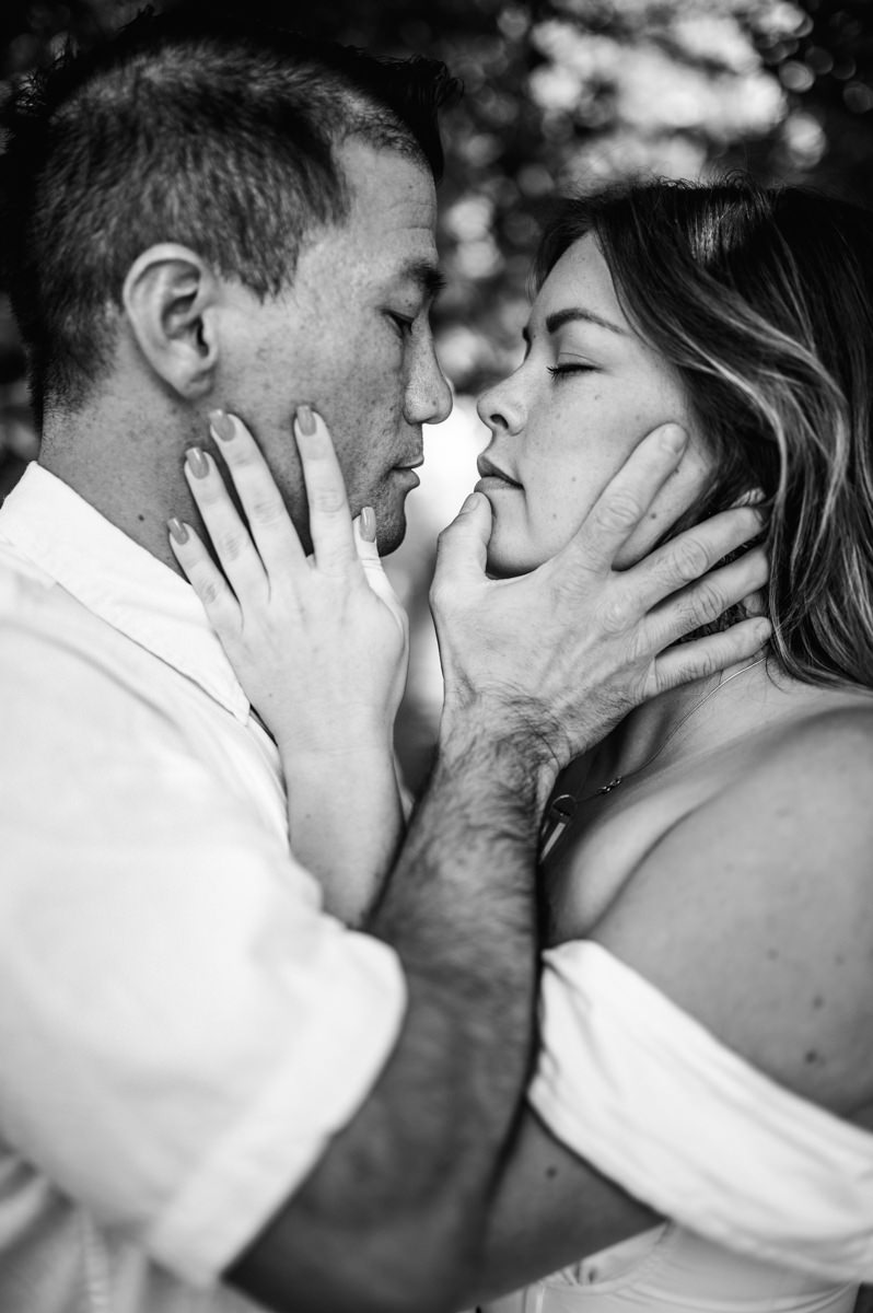 close up of couple facing each other holding each other in a jacksonville couples photoshoot