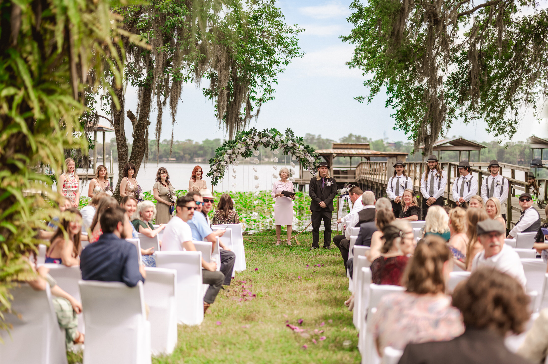 couple walking down the eisle in jacksonville couples photoshoot