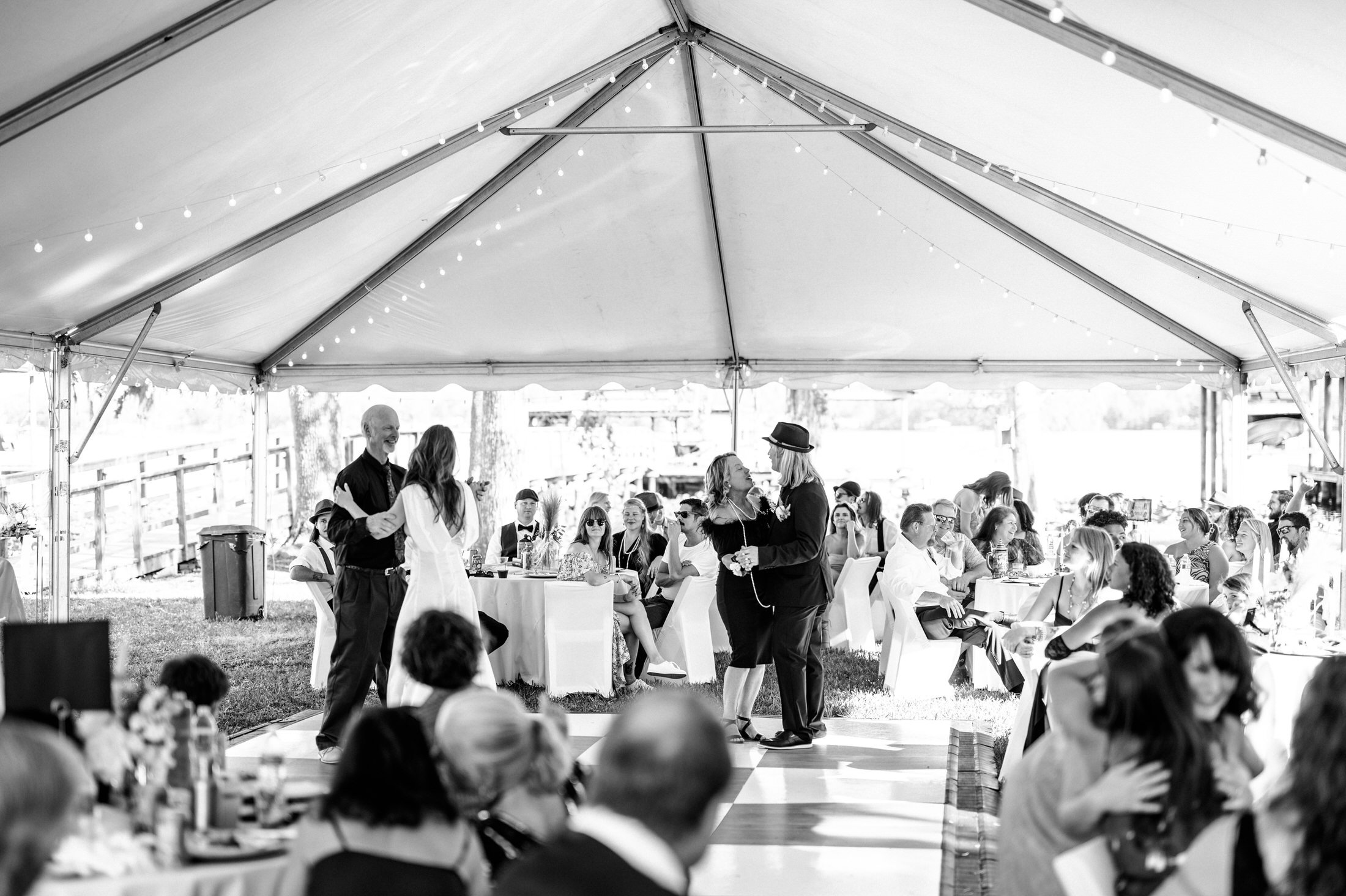 wedding reception with people dancing in a jacksonville wedding photoshoot