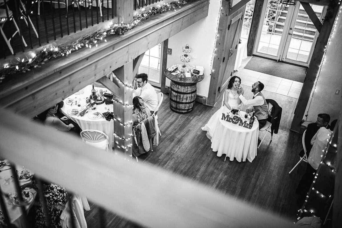 far away photo of couple feeding each other at wedding in a jacksonville couples photoshoot