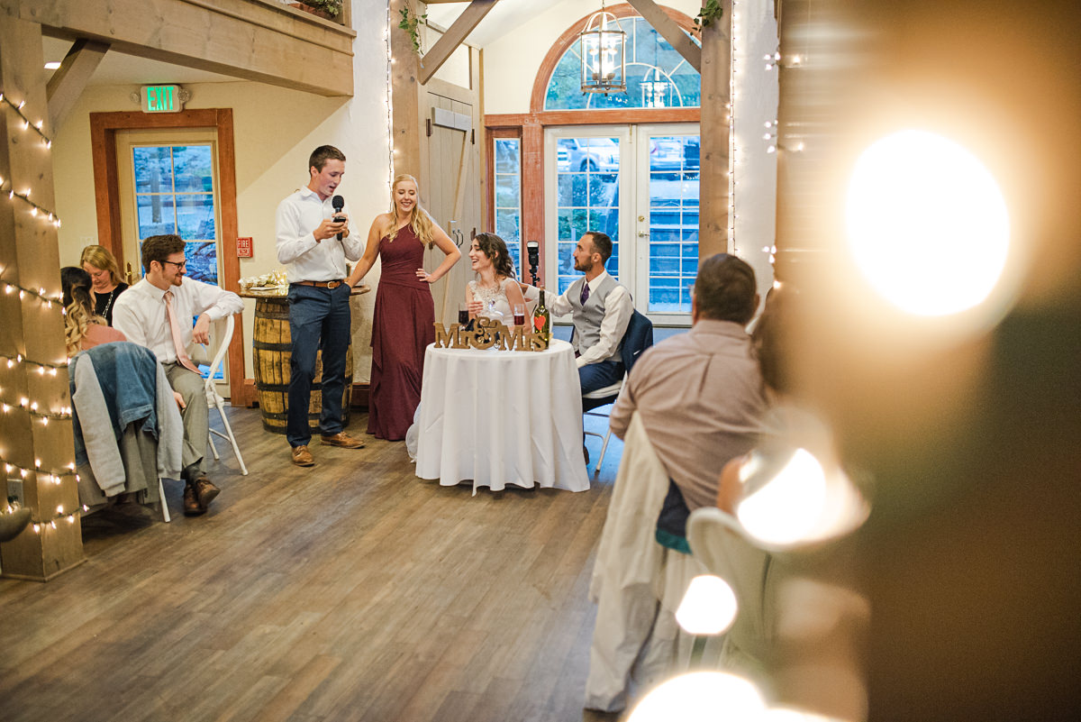couple laughing during speech at their wedding in a jacksonville couples photoshoot