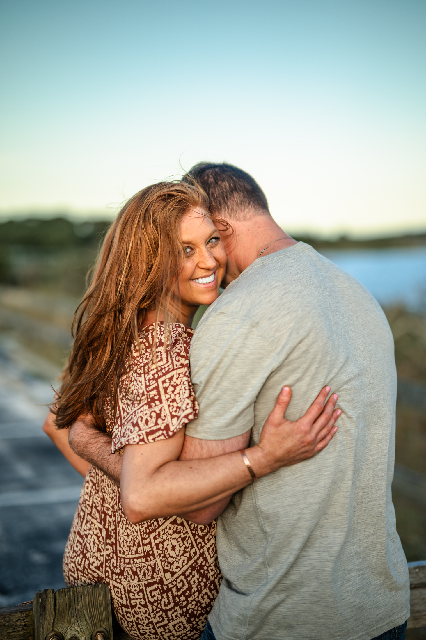 happy couple hugging during jacksonville couples photoshoot